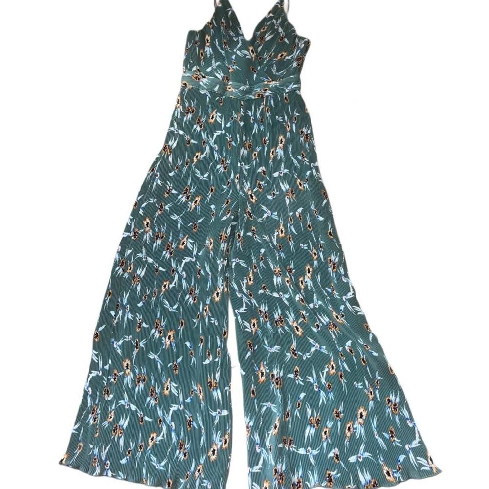 Astr the Label Women's Teal Green Multicolored Floral Jumpsuit SZ M NWT